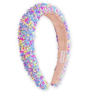 Candy Sprinkles Padded Headbands, Blue Multi Wide Puffy Bands for Little Girls
